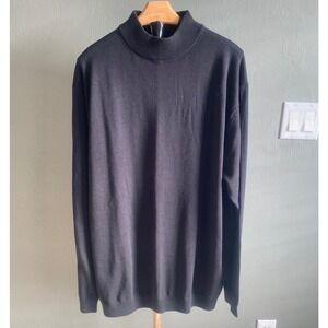 Enro Mens Mock Neck Sweater Black Cotton Modal Knit Long Sleeve 2XLT Big & Tall